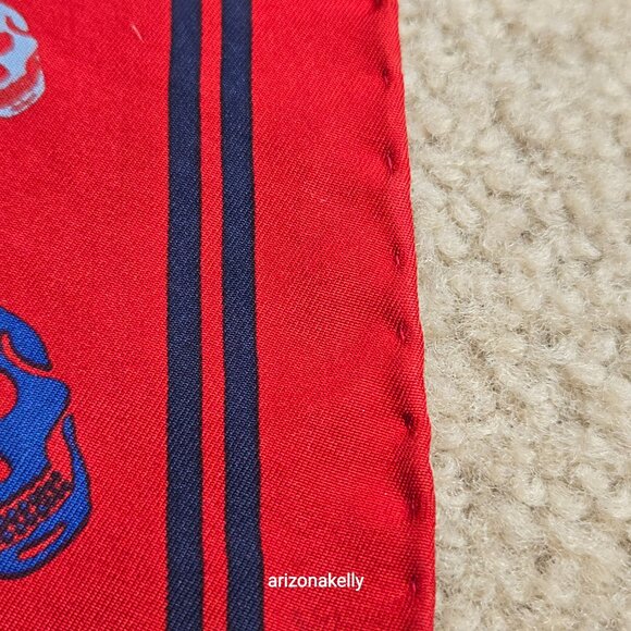 Rare Vintage McQueen Silk Scarf Skulls Hand Rolled Red - Picture 4 of 9